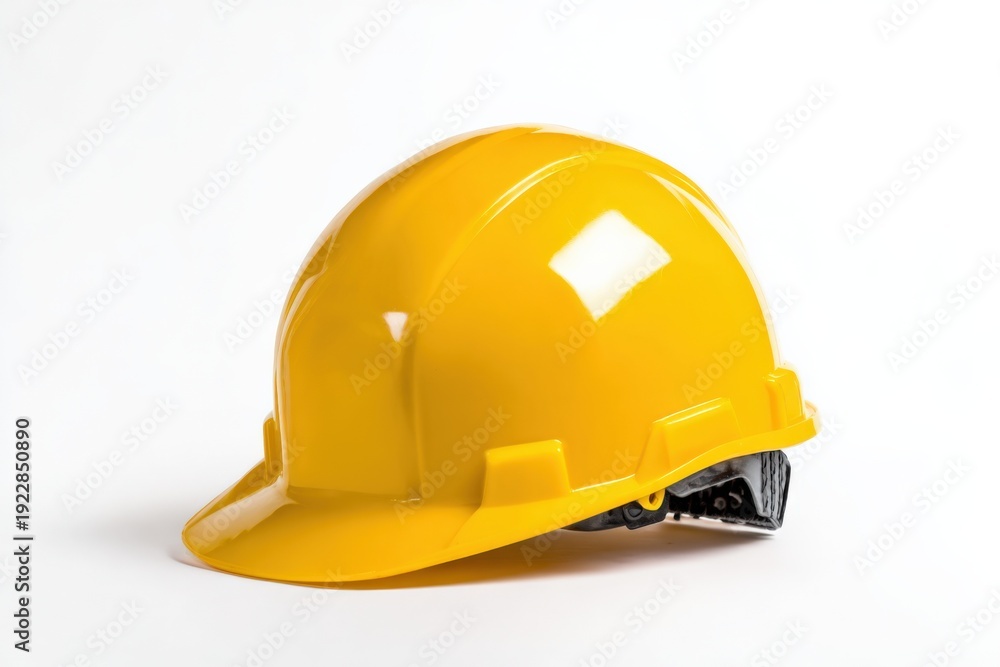 Fototapeta premium Yellow construction safety helmet isolated on white background