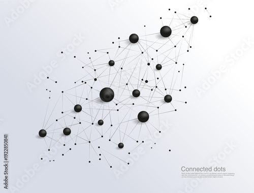 Connected Dots Network Abstract Technology Concept With Nodes, Links and Data Visualization