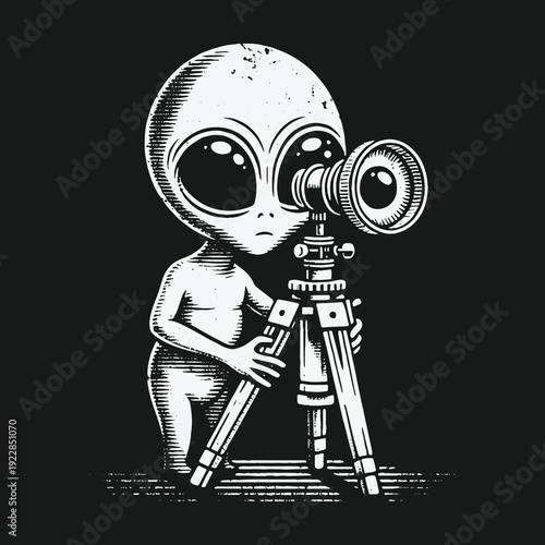 Alien Observer: A Detailed Illustration of Extraterrestrial Curiosity.