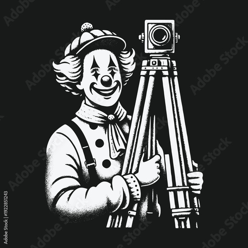 Clown Surveyor: A Whimsical Take on Precision and Measurement.