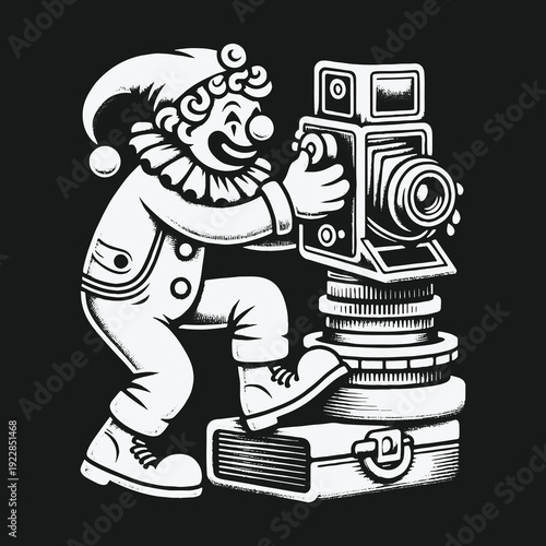 Clown Photographer: A Whimsical Take on Vintage Photography.