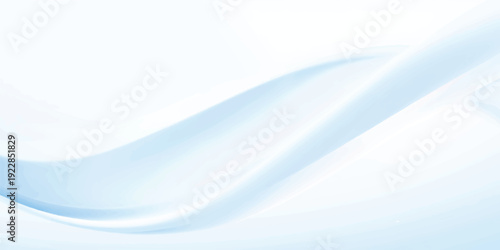 An artistic abstract blue wave background features smooth flowing lines and soft curves in a vector design that creates a motion texture for a light water wallpaper backdrop