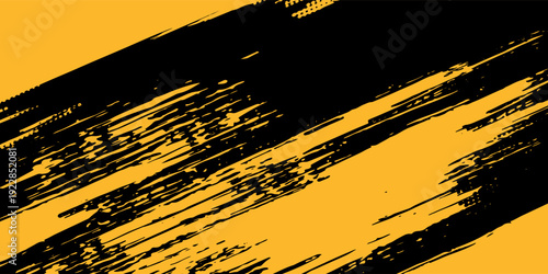 Halftone yellow dots pattern and black gradient grunge texture background. Dotted line comic sport style vector illustration.