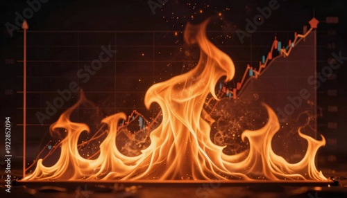 Wallpaper Mural Trading growth in volatile markets analyzing risk through dynamic graphs and fiery visuals Torontodigital.ca