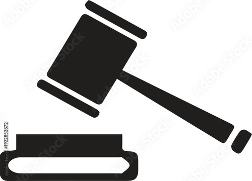 Simple black gavel icon representing law justice and authority