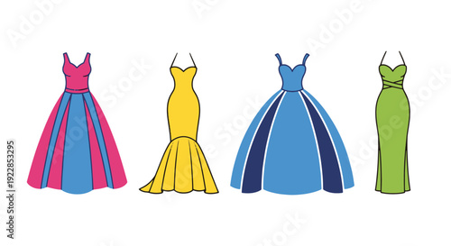 Prom Dress Line art modern abstract creative illustration