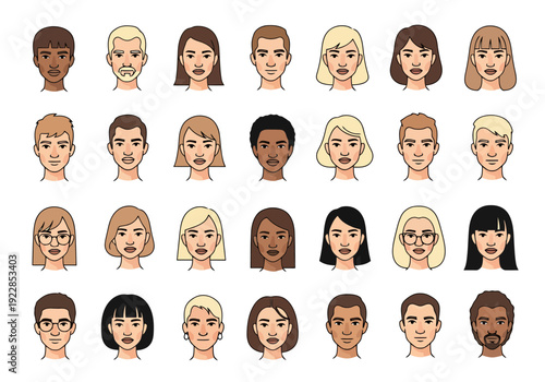 Diverse Human Faces Representing People From Many Ethnicities And Backgrounds In A Grid Layout Featuring Different Genders And Hairstyles