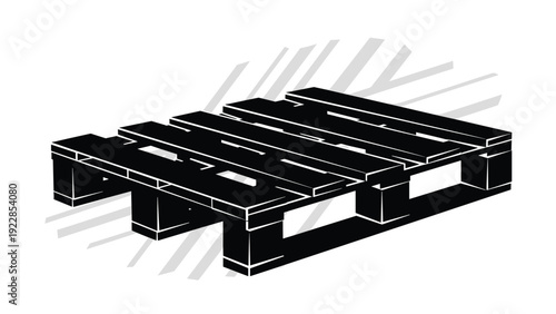 Black silhouette of a standard wooden shipping pallet shows the structure used for transporting goods in warehouses and logistics.