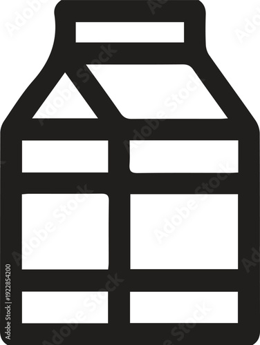 Simple black line icon of a milk or juice carton