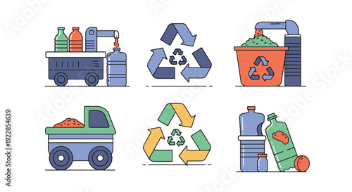 Plastic Recycling clean bright color illustration