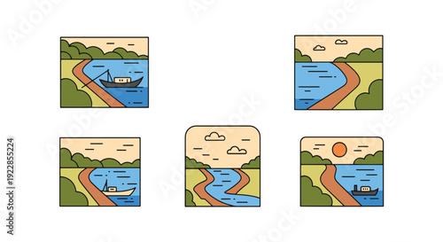 River Embankment dynamic abstract creative vector