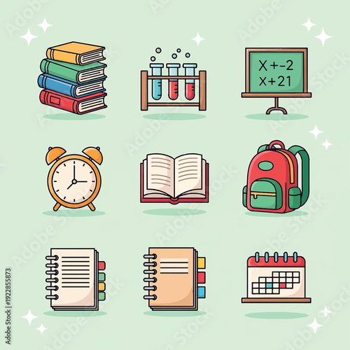 Collection of School and Education Icons Vector.