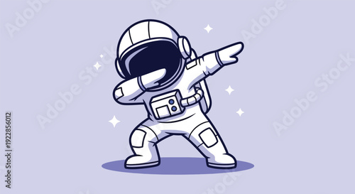Cute Astronaut Doing Dab Pose Illustration.