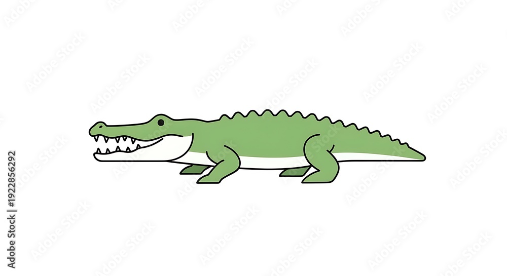Fototapeta premium Green Crocodile Cartoon Creature Slithering