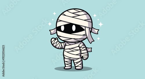 Cute Mummy Character Waving Hello.