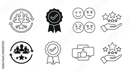 customer feedback and rating vector icon set