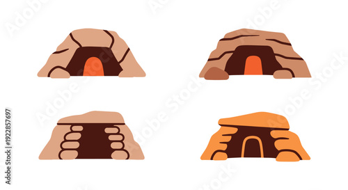 Rock Shelter Line colorful creative design illustration