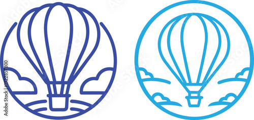 Hot Air Balloon Line Art Vector Illustration