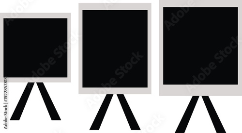 Blank Canvas on Easel Silhouette Set – Art Display Board Vector Icons