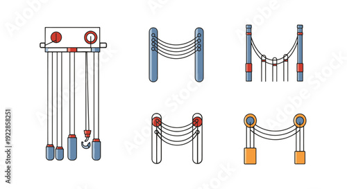 Suspension Cables minimal bold color vector
