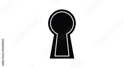 Simple black and white illustration of a keyhole on a white background