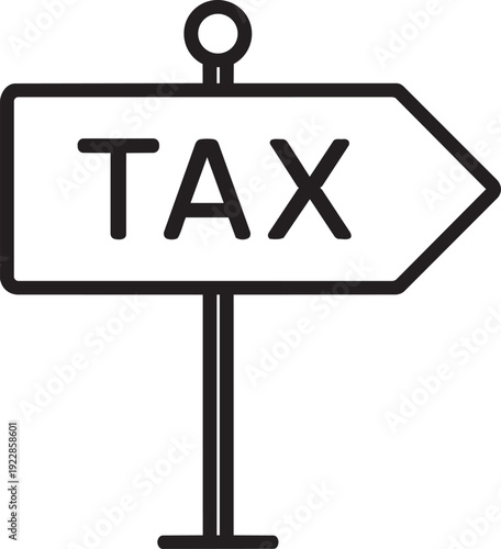 Thin line vector design showing a tax signboard representing government taxation and corporate business financial direction