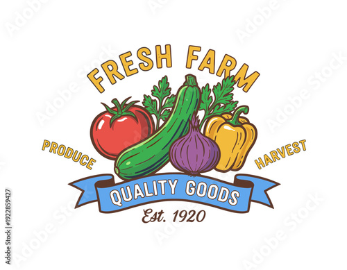 Vegetable set design for fresh farm. Tomato zucchini onion pepper artwork. Organic healthy food graphic. Local produce market artwork. Fresh vegan foo