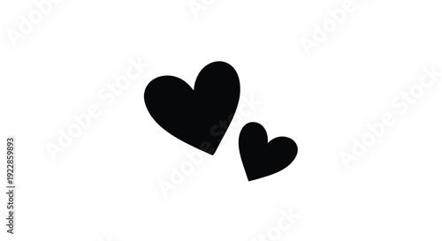 Two black hearts are illustrated against a plain white background
