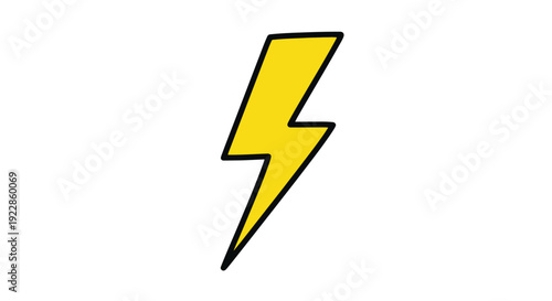 A simple hand drawn yellow lightning bolt illustration on a white background