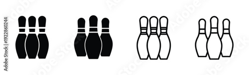 Set of bowling pins icons vector graphic bowling ball game sport leisure