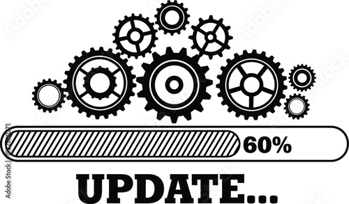Gears Progress Bar Loading Update 60 Percent Computer Software Process