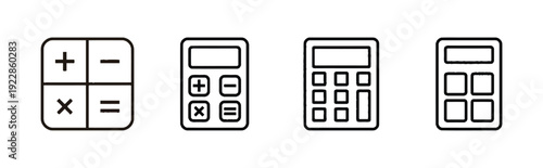 Set of calculator icons for math and calculation tools illustration