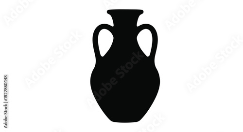Black silhouette of an ancient amphora with curved handles