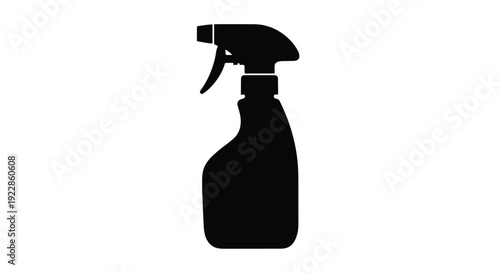 Simple black silhouette of a spray bottle on a white background