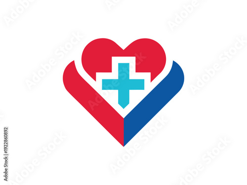 Health Care Love Symbol with Cross Icon