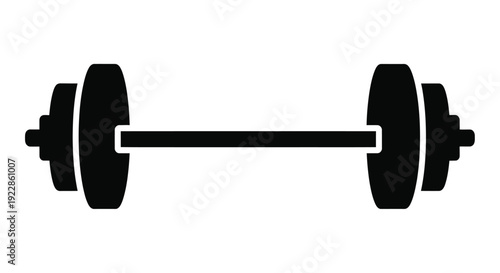 Simple black barbell icon isolated on a white background
