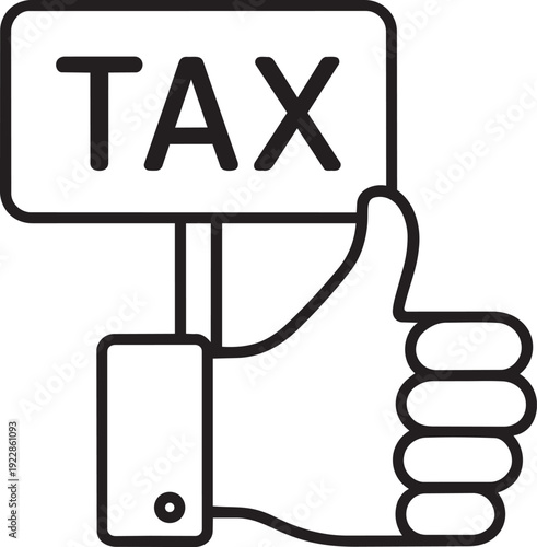 Clean outline vector graphic of a positive thumbs up gesture next to a business tax sign
