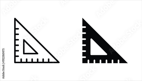 Triangular ruler icons in outline and filled styles for drafting and geometry