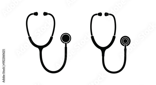 Two black stethoscopes are displayed against a plain white background