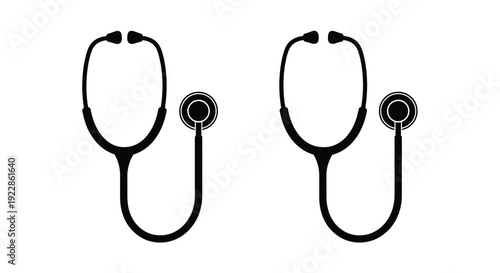 Two black stethoscopes displayed against a plain white background