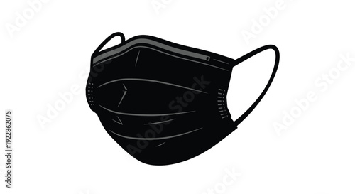 A black medical face mask isolated on a clean white background