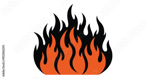 Stylized illustration of orange and black flames a fiery graphic