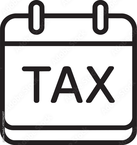 Vector outline icon of a calendar with the word tax marking a corporate financial deadline date