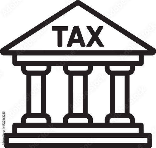 Thin line vector design showing a government institution building representing the federal tax authority administration department