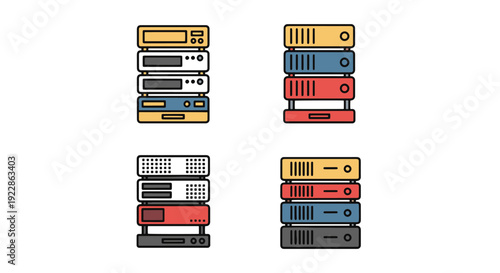 Rack Server Line art modern bright color illustration