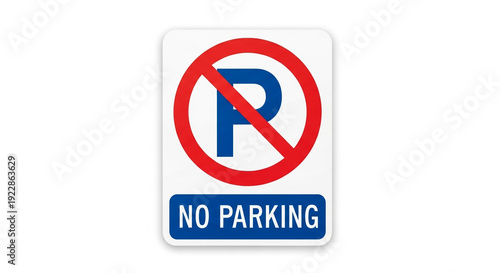 Free Download No Parking Sign with Red Circle and Blue Lettering - GFXLoad
