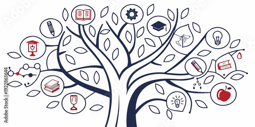 A creative tree symbolizing diverse aspects of human life and growth