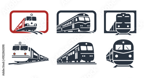 Train Stamp Line art clean modern color illustration