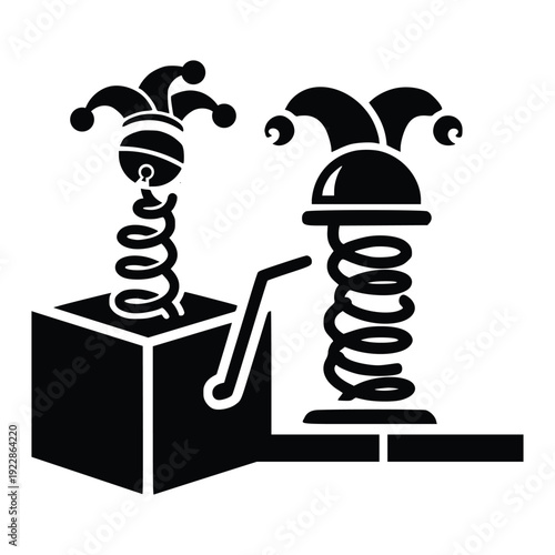 Surprise Jack in the Box Toy with Jester Hat Silhouette
