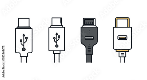 USB Port Line art abstract bright tone vector